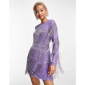 ASOS Purple and Silver Fringe Mini Dress